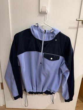 Athleta Lavender and Navy Half-Zip Hooded Pullover